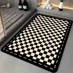 北欧风棋盘格卫生间浴室几何吸水地垫简约速干加厚软硅藻泥厕所垫