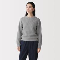 限尺码：無印良品 MUJI 无印良品 女式 可水洗 网眼 圆领毛衣女款针织衫女装上衣