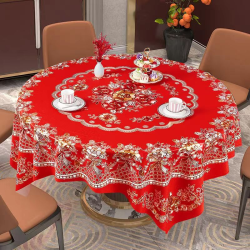喜庆圆桌布防水防油防烫免洗加厚婚庆家用餐桌布2023新款圆形台布