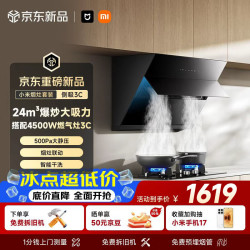 米家 抽吸油烟机侧吸3C烟灶套装 24风量小尺寸家用厨房液化气 一级能效净烟灶上门安装MJ02