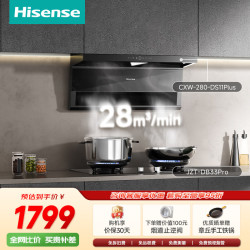 海信 烟灶套装 28m³大吸力1200Pa静压家用上门安装抽排吸油烟机DS11Plus+双边定时
