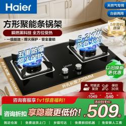 海尔 智家出品燃气灶天然气双灶嵌入式大火力猛火灶具台嵌两用式炉具Leader系列 L2C 5.2KW天然气