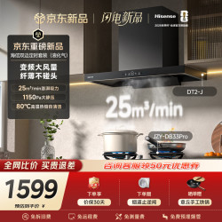海信 烟灶套装25立方大吸力1150Pa家用抽排吸油烟机DT2-J+4.8KW双边定时液化气燃气灶DB33Pro