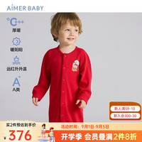 爱慕儿童 爱慕婴幼（AIMER BABY）中性婴幼长袖连体衣爬服中暖儿童包屁衣睡衣可外穿衣服 厚暖鸿运阿慕 66cm （12-18斤）