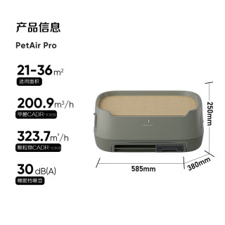 Blueair 宠物空气净化器除猫毛异味过敏原甲醛细菌布噜噜PetAir Pro家用电器