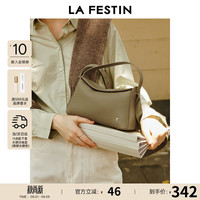 La Festin 头层牛皮FUFU包包女2026新款真皮斜挎手提饭盒包生日礼物送女生 大象灰 | 头层荔枝纹牛皮 | 现货即发