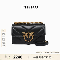 PINKO 女士通勤人字纹斜挎包链条包豆腐包104550A26Z Z99Q