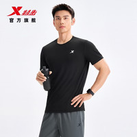 特步 运动t恤衫短袖男夏装新款跑步速干衣薄款健身服半袖 正黑色-0359 XL /180