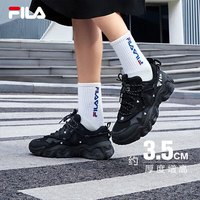 FILA 猫爪5代女复古运动鞋杨幂同款2024春新鞋休闲鞋老爹鞋 黑-BK 37.5