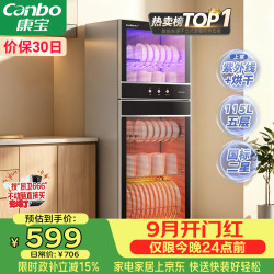 康宝 消毒柜家用立式大容量高温烘干碗筷餐具小型台式母婴儿奶瓶双门115L碗柜XDZ100-D1