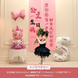 渡鹊桥 10岁公主生日背景布挂布条幅女孩儿童派对场景布置仪式感装饰5十6 5岁生日条幅粉 生日条幅装饰