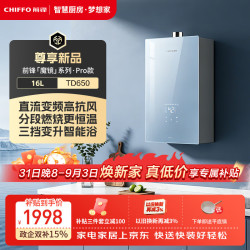 前锋 燃气热水器 直流变频全面屏玻璃水气双调 节能变升 微火苗家用热水器JSQ31-TD650