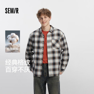 森马 长袖衬衫男 纯棉 衬衣休闲翻领上衣