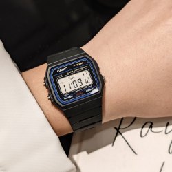 CASIO 手表简约复古小方块潮流运动百搭学生手表F-91W-1