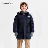 匡威 男童中长款连帽羽绒服 正黑色 160/80