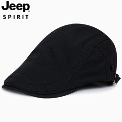 JEEP SPIRIT 简约帽子男女春秋季韩版时尚潮流前进帽夏天休闲鸭舌帽百搭贝雷帽 黑色 均码 可调节