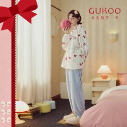 果壳 米奇睡衣女早春薄绒居家服可外穿套装轻红品