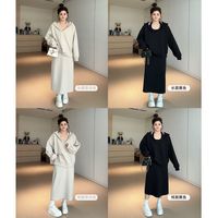 奶茶系女孩 休闲连帽卫衣挂脖连衣裙两件套H625D00967