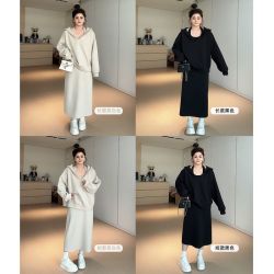 奶茶系女孩 休闲连帽卫衣挂脖连衣裙两件套H625D00967