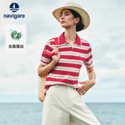 navigare 意大利小帆船POLO衫女士条纹短袖T恤衫