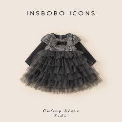 insbobo 女童连衣裙冬季新款2026女宝周岁礼服女孩绝美小裙子冬装