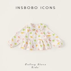 insbobo 女童衬衫2026秋季新款儿童衬衣宝宝娃娃衫上衣春秋童装潮