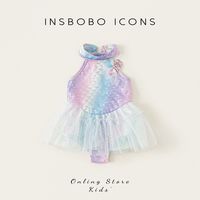 insbobo 宝宝泳衣夏季新款女宝美人鱼游泳衣女童泳装洋气夏日童装