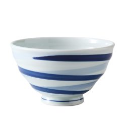 西海陶器 有田烧 轻量饭碗 饭碗 特大 双色涡 日本制造 74045 蓝色