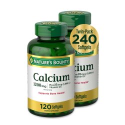 Natures Bounty 自然之宝 液体钙软胶囊1200mg 含维生素D3 120粒*2瓶
