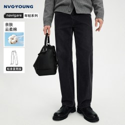 NVG·YOUNG navigare小帆船黑色复古牛仔裤水洗男长裤直筒裤