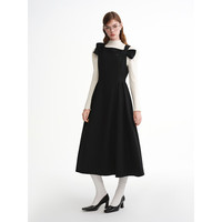 独束 女装蝴蝶结轻礼服连衣裙冬季新品通勤裙