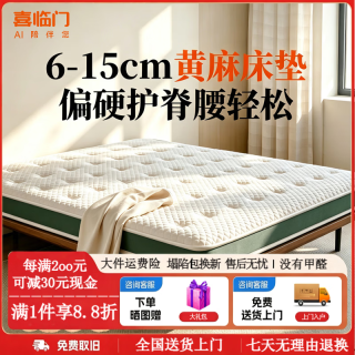喜临门 环保黄麻床垫护脊硬垫子透气棕垫10cm厚天然乳胶儿童房榻榻米薄垫 A款9cm-适中款 1.5m*2.0m