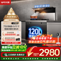 优盟 集成灶一体式750mm小户型家用大吸力侧吸下排自清洁小尺寸抽油烟机燃气灶套装天然气JJZT-UJ257
