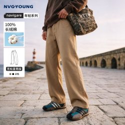 NVG·YOUNG 【100%棉】navigare小帆船宽松直筒裤男长裤子