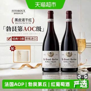 88VIP：菲特瓦 法国进口红酒勃艮第丘AOP级干红葡萄酒热红酒原瓶进口宴请送礼 750ml*2支 礼盒装