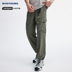 NVG·YOUNG NAVIGARE意大利小帆船绿色工装裤男户外伞兵裤防水裤子