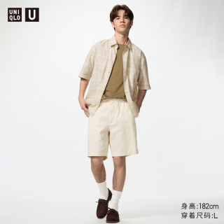 优衣库 482498 箱型格子短袖衬衫 米色 XS