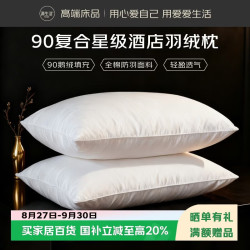 源生活 五星级酒店羽绒枕头 90%优质白鹅绒睡眠枕头 一对装 48*74cm