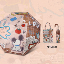 温诗欧 三折黑胶印花卡通防晒伞