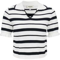 VERO MODA 翻领条纹荷叶边袖 女士针织衫