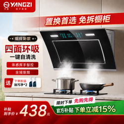 扬子 双电机大吸力侧吸油烟机家用厨房一键热清洁体感抽油烟机 900宽体感智控双电机-自行安装