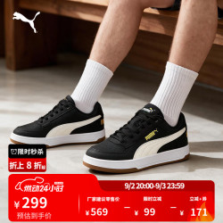 PUMA 经典复古皮面黑色板鞋男女款秋季透气休闲鞋CAVEN 394666 黑色-白色-金色-01 40.5