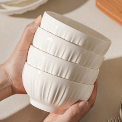 肆月 纯白色陶瓷碗家用饭碗4.5英寸小碗釉下彩餐具碗具 4.5英寸碗