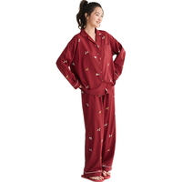 安之伴 纯棉长袖长裤 酒红 XL 睡衣/家居服套装