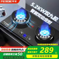 Peskoe 燃气灶煤气灶双灶家用5.2kW天然气嵌入式台式双灶具猛火大火力台嵌两用