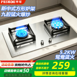 Peskoe 燃气灶煤气灶双灶家用5.2kW天然气嵌入式台式双灶具猛火大火力台嵌两用