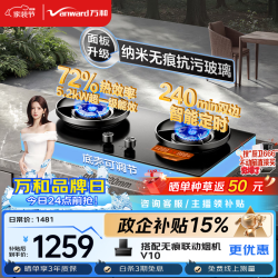 万和 5.2kW天然气猛火72%双边定时家用煤气双炉具双灶台燃气灶