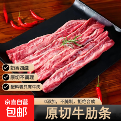 京喜自营-专用品牌 安格斯进口原切牛肋条去骨肋条肉生鲜牛肉烧烤炖煮红烧食材 安格斯原切牛肋条净重2斤
