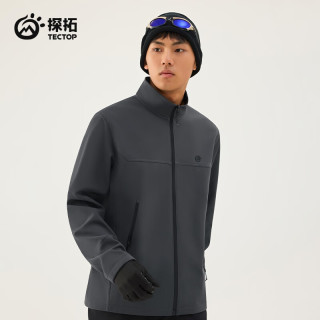 探拓 户外软壳衣男防风防泼水保暖立领夹克运动外套 石墨灰 M