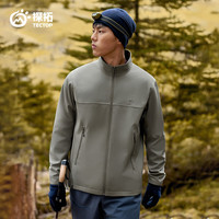 探拓 户外软壳衣男防风防泼水保暖立领夹克运动外套 瓦松绿 M